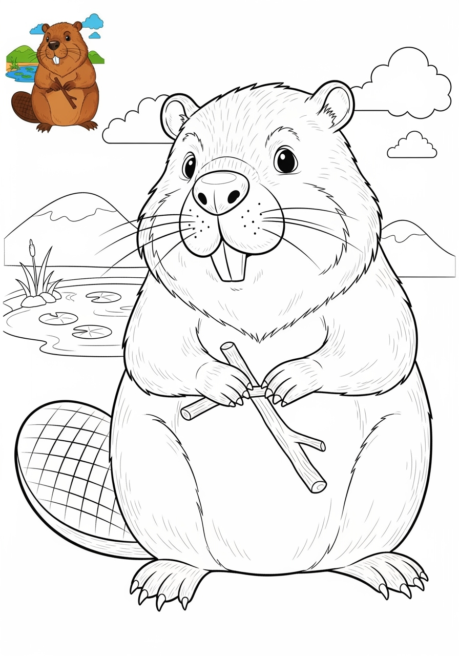 medium animals Miscellaneous & Less Common beaver kids coloring page 0