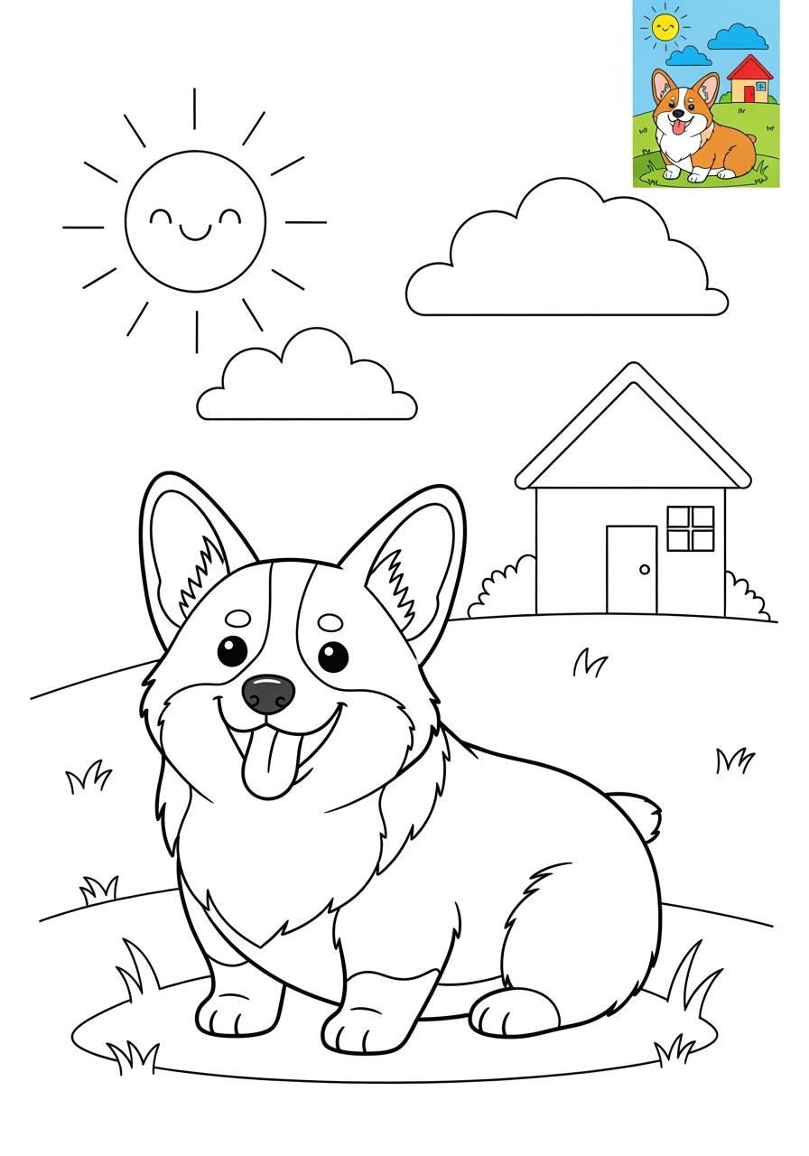 medium animals Miscellaneous & Less Common corgi kids coloring page 0