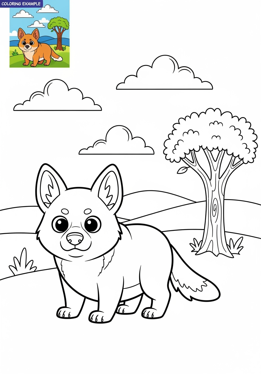 medium animals Miscellaneous & Less Common dingo kids coloring page 0