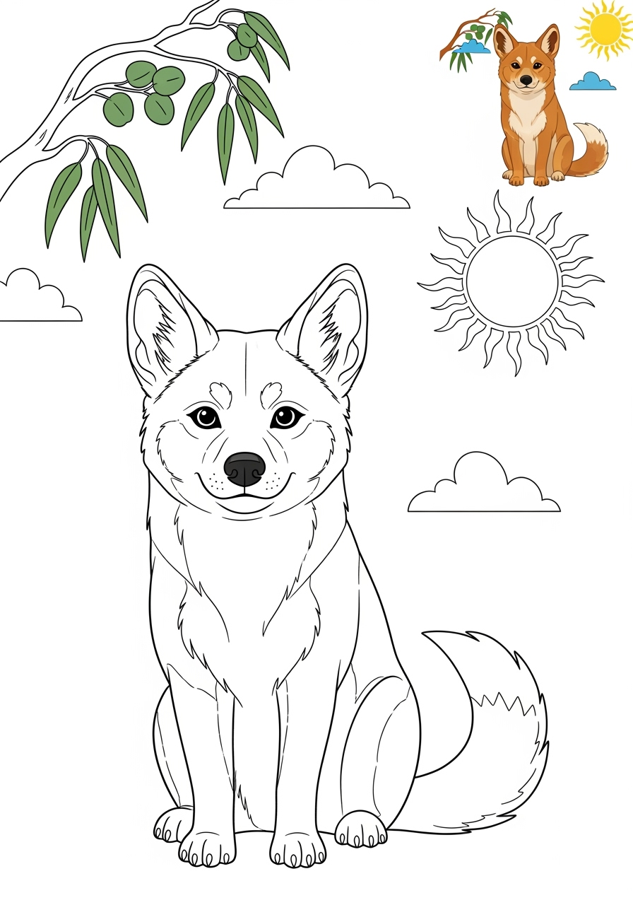 medium animals Miscellaneous & Less Common dingo kids coloring page 1
