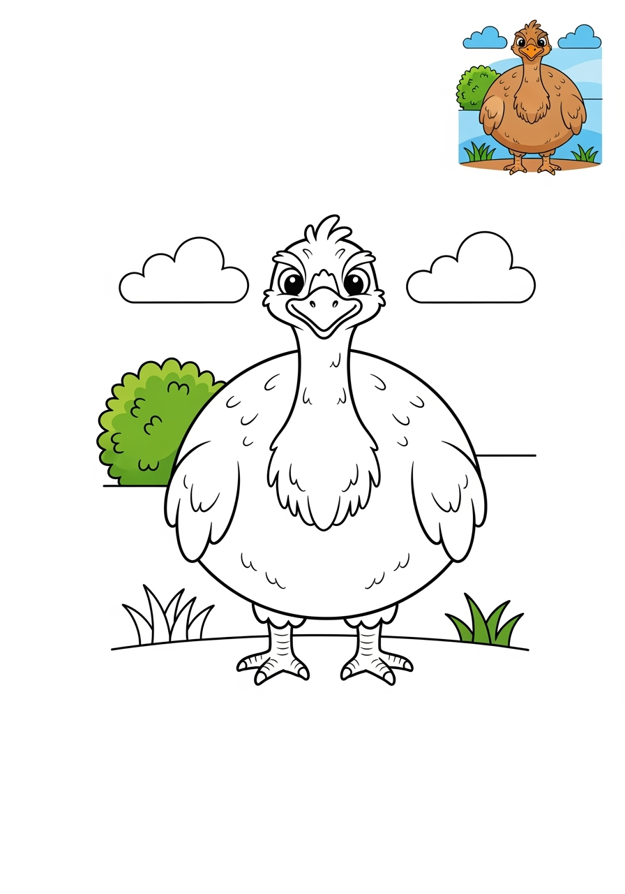 medium animals Miscellaneous & Less Common emu kids coloring page 0