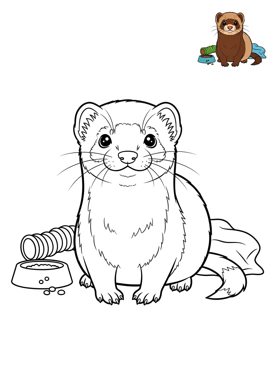 medium animals Miscellaneous & Less Common ferret kids coloring page 0