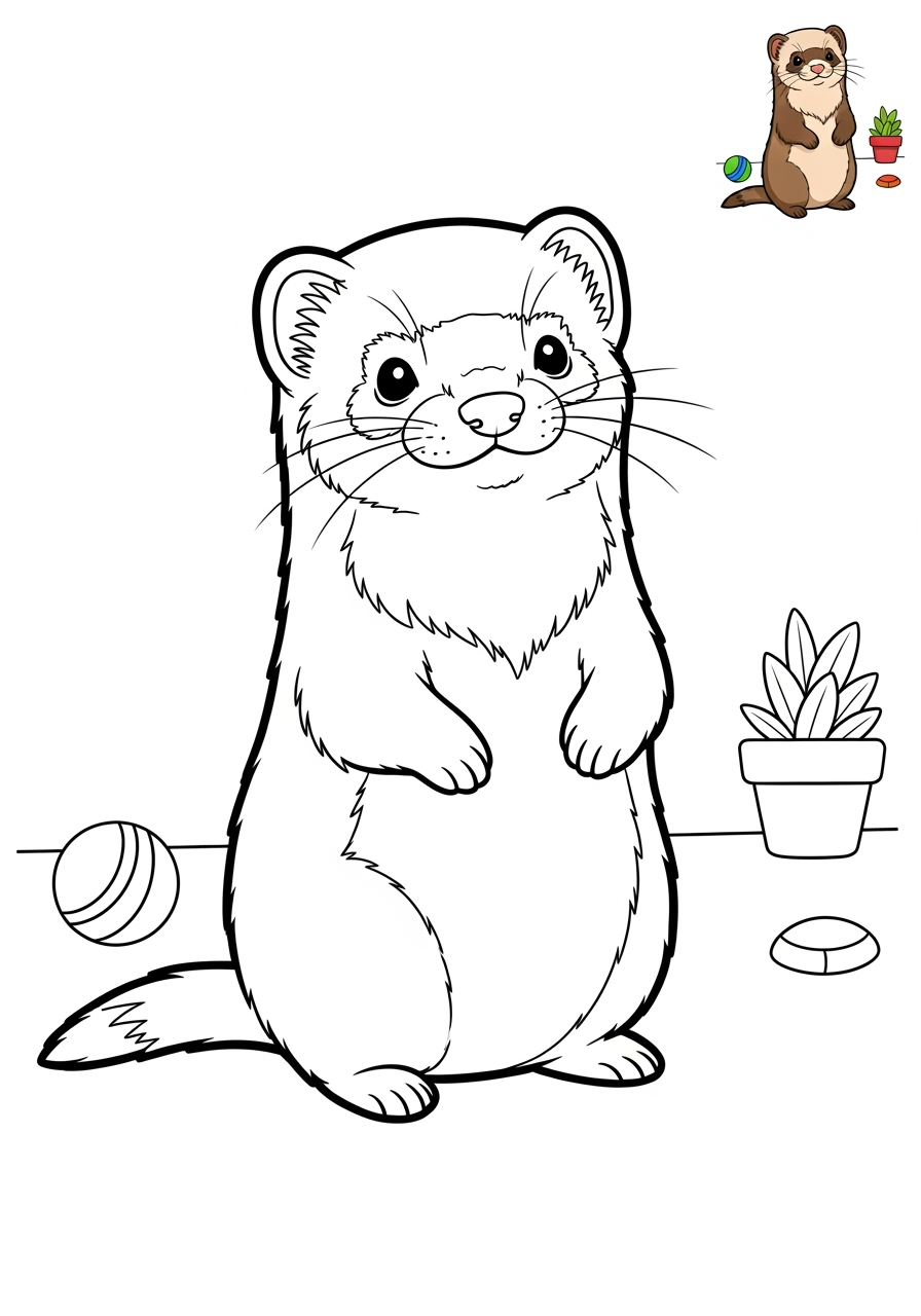 medium animals Miscellaneous & Less Common ferret kids coloring page 1