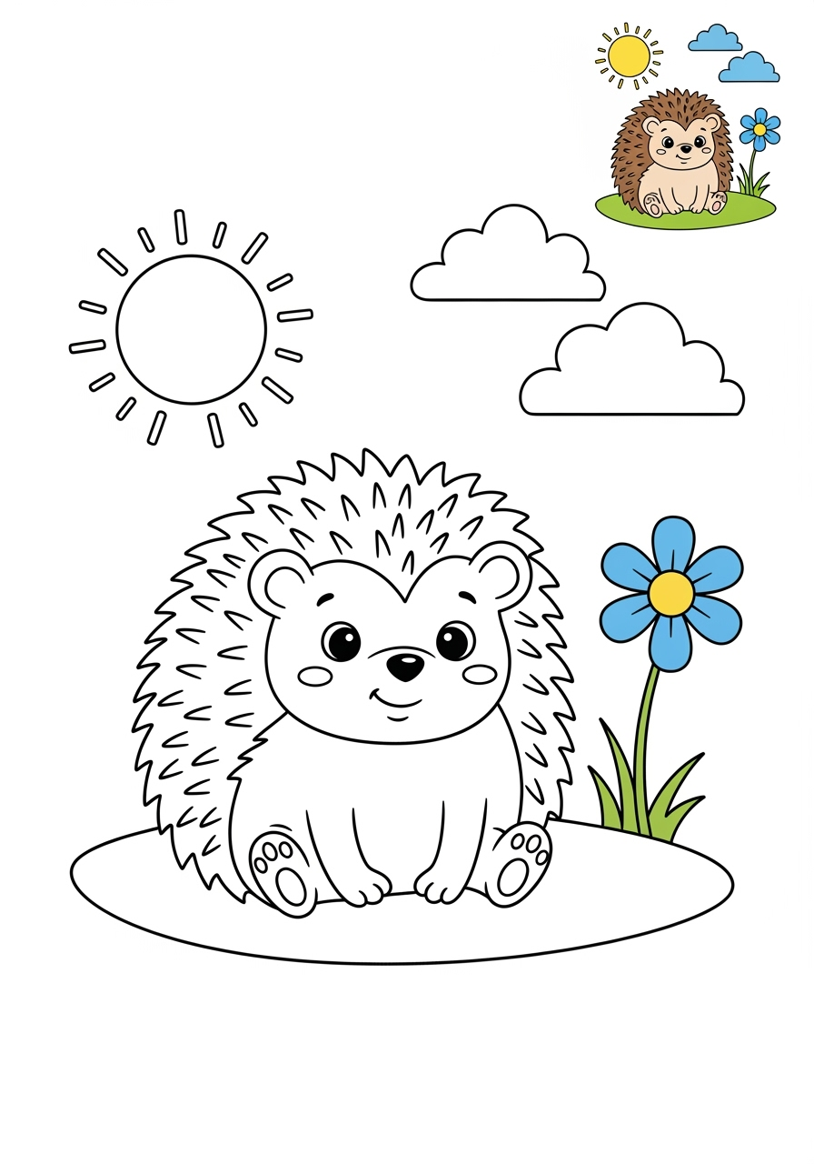 medium animals Miscellaneous & Less Common hedgehog kids coloring page 0