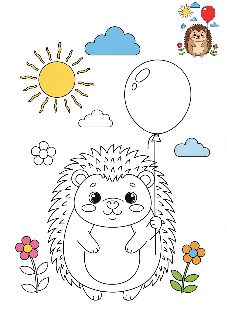 medium animals Miscellaneous & Less Common hedgehog kids coloring page 1