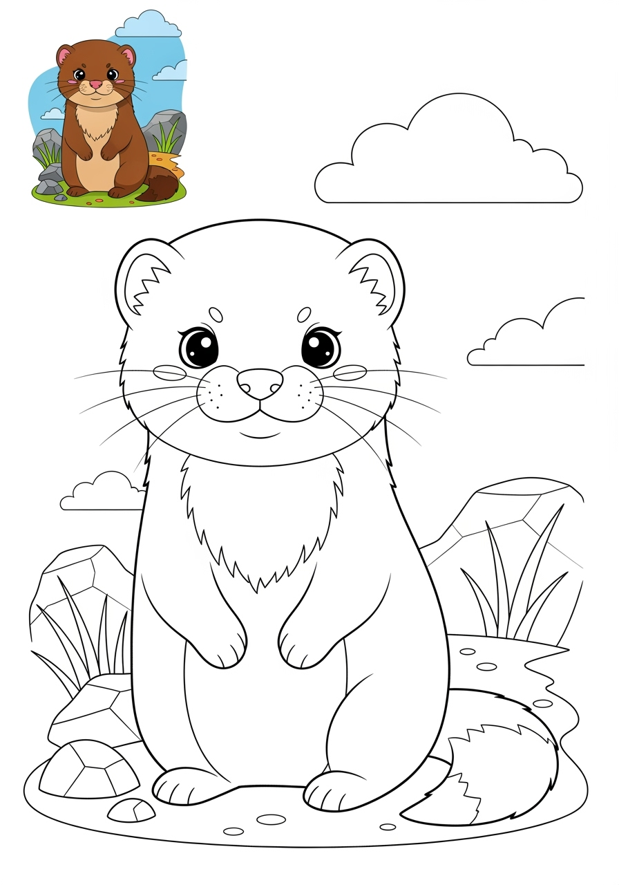 medium animals Miscellaneous & Less Common mink kids coloring page 0