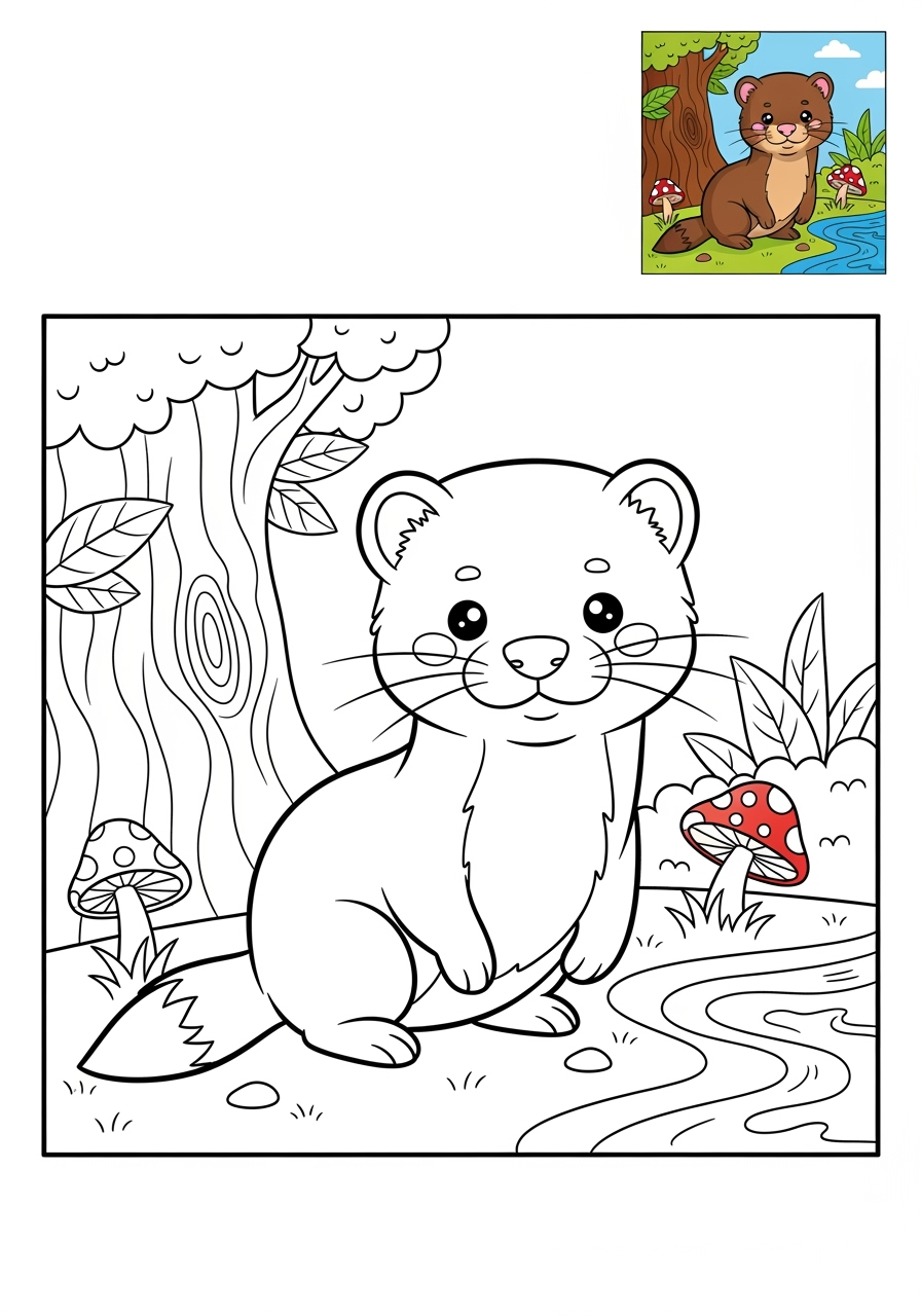 medium animals Miscellaneous & Less Common mink kids coloring page 1