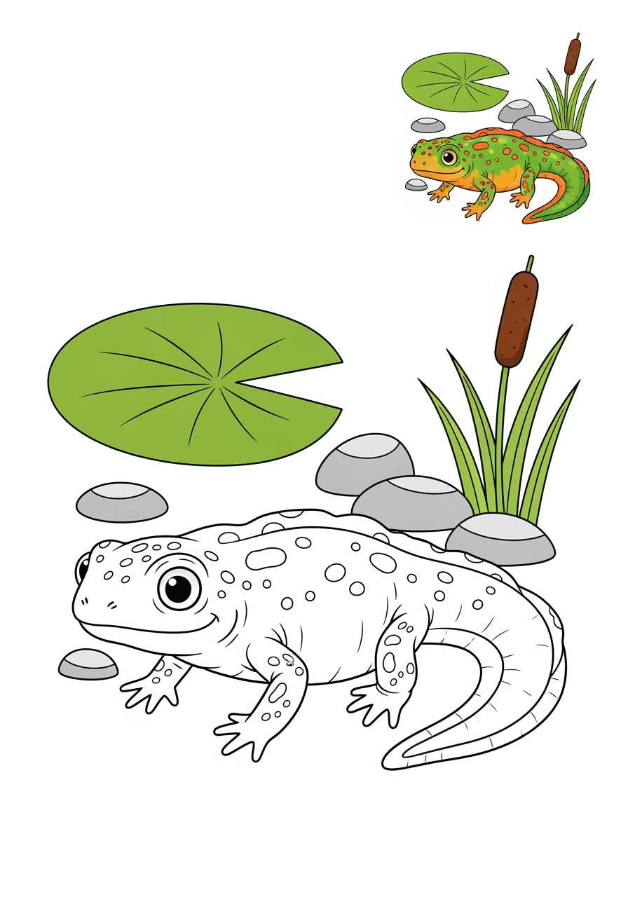 medium animals Miscellaneous & Less Common newt kids coloring page 0