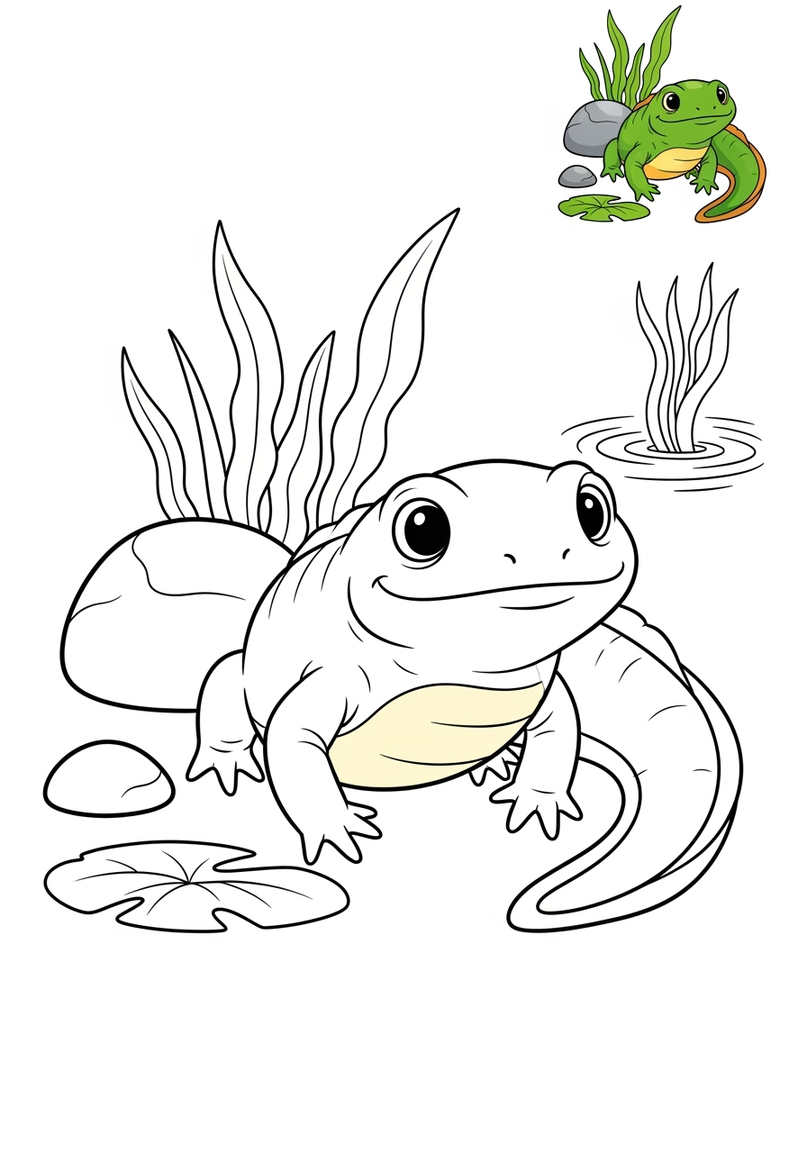 medium animals Miscellaneous & Less Common newt kids coloring page 1