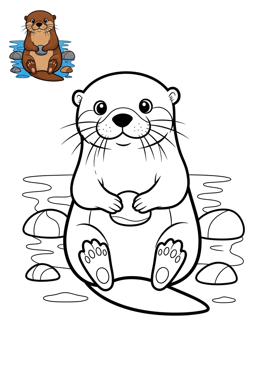 medium animals Miscellaneous & Less Common otter kids coloring page 0