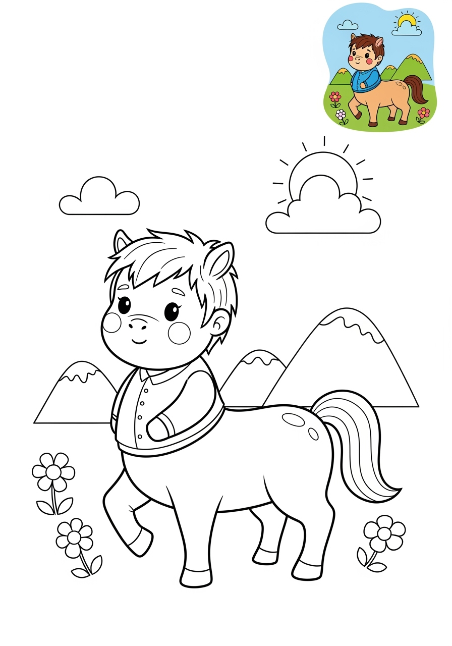 medium animals 伝説の生き物 centaur kids coloring page 0