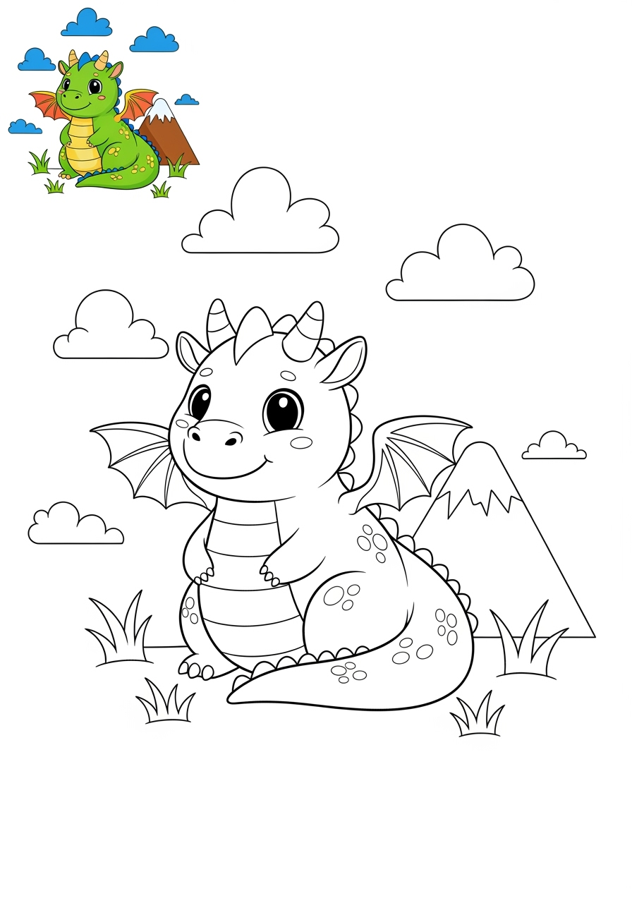 medium animals 伝説の生き物 dragon kids coloring page 0