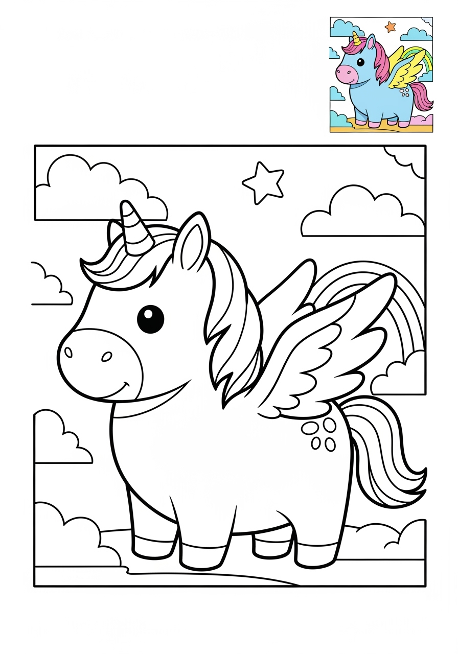 medium animals 伝説の生き物 pegasus kids coloring page 0
