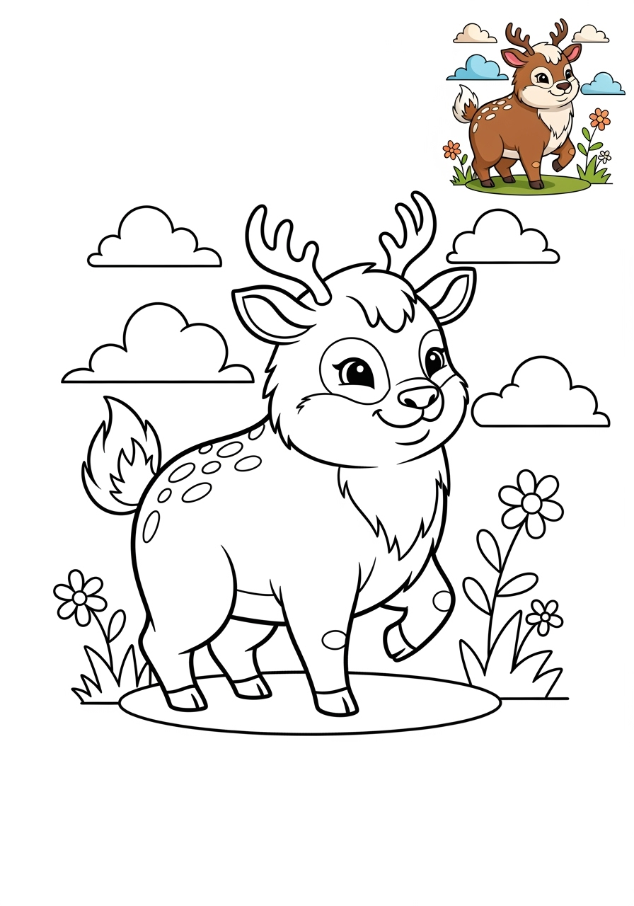 medium animals 伝説の生き物 qilin kids coloring page 0