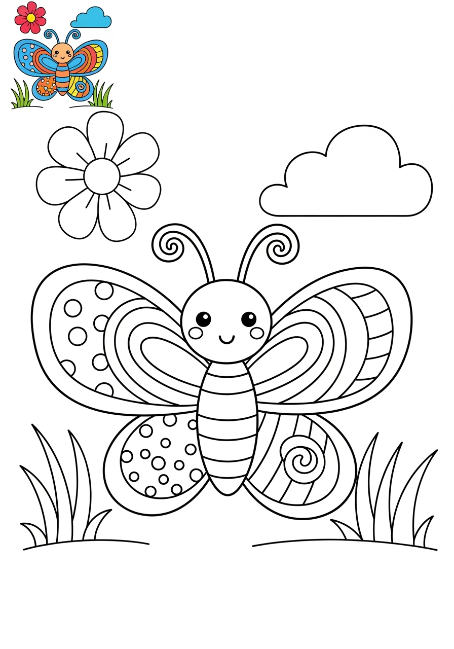 medium animals Popular Animals for Kids butterfly kids coloring page 1