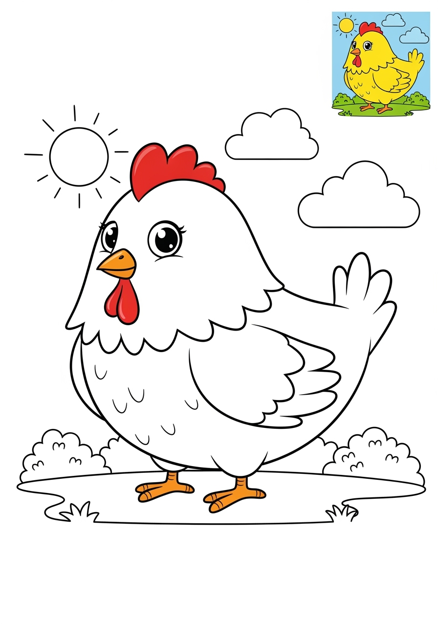 medium animals Popular Animals for Kids chicken kids coloring page 0