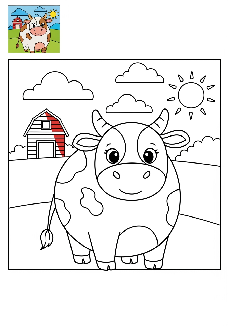 medium animals Popular Animals for Kids cow kids coloring page 0
