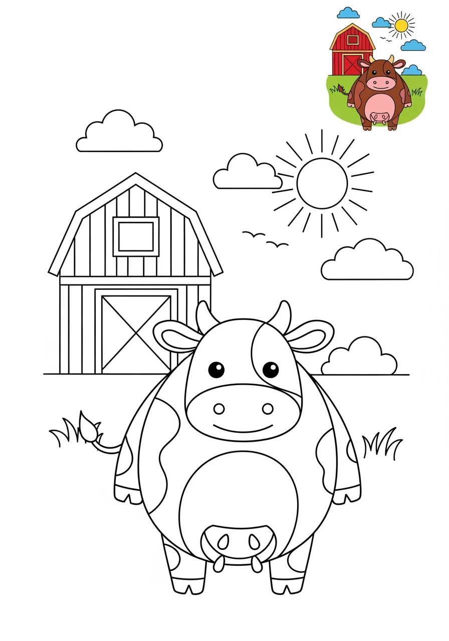 medium animals Popular Animals for Kids cow kids coloring page 1