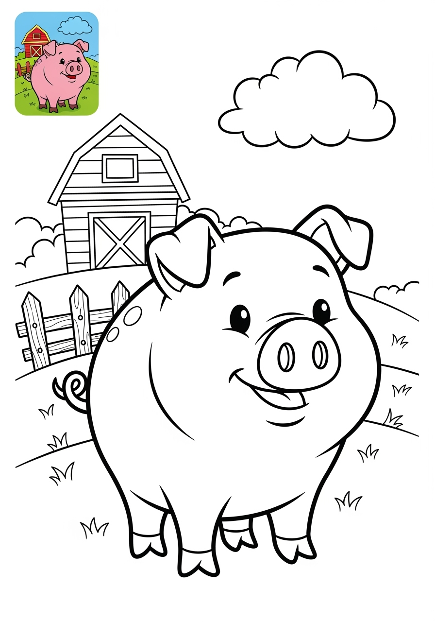 medium animals Popular Animals for Kids pig kids coloring page 0