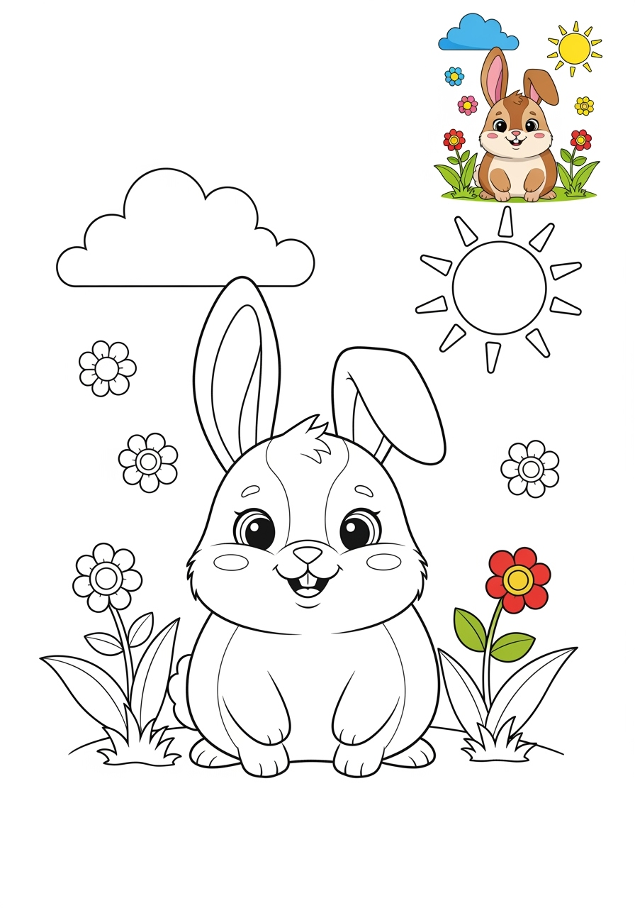 medium animals Popular Animals for Kids rabbit kids coloring page 0