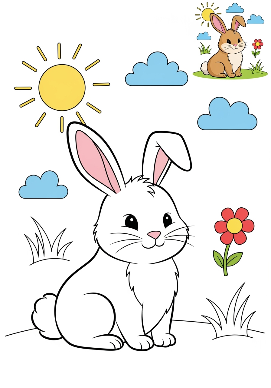 medium animals Popular Animals for Kids rabbit kids coloring page 1