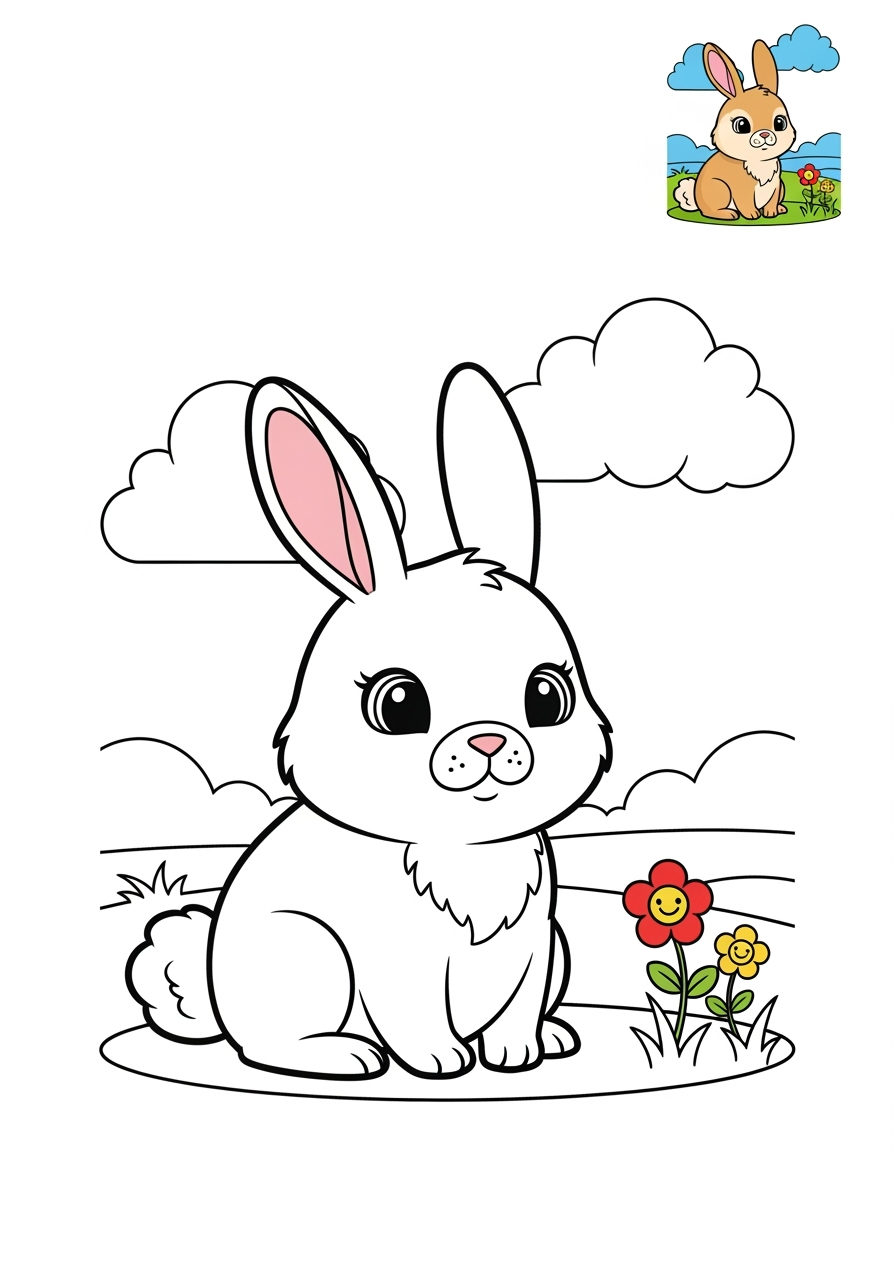 medium animals Popular Animals for Kids rabbit2 kids coloring page 0