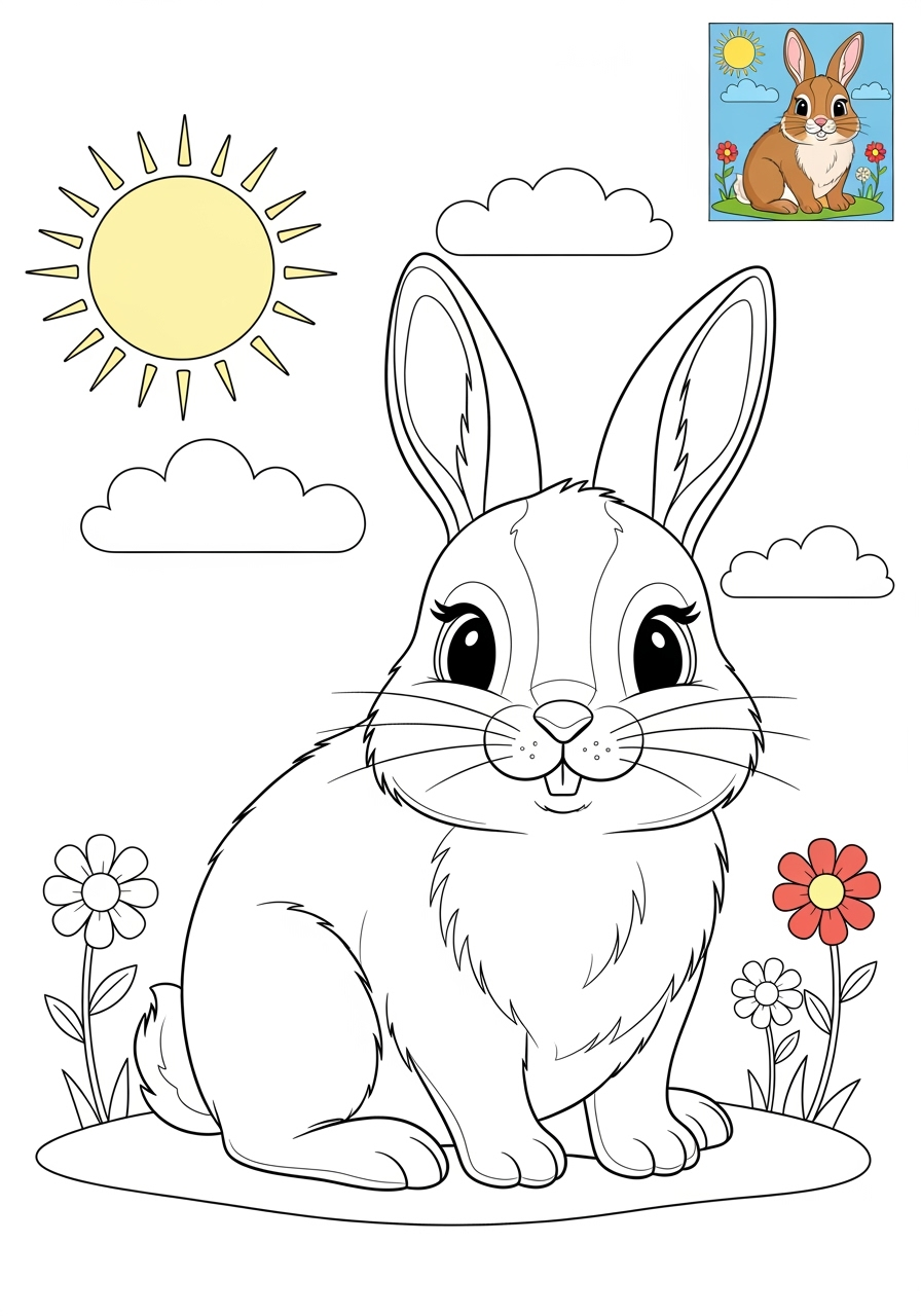 medium animals Popular Animals for Kids rabbit2 kids coloring page 1