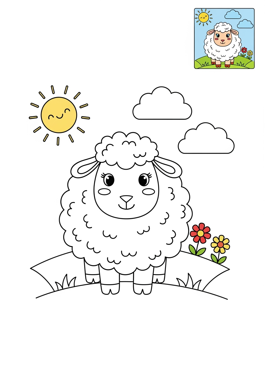 medium animals Popular Animals for Kids sheep kids coloring page 0