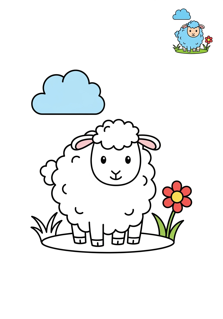 medium animals Popular Animals for Kids sheep kids coloring page 1