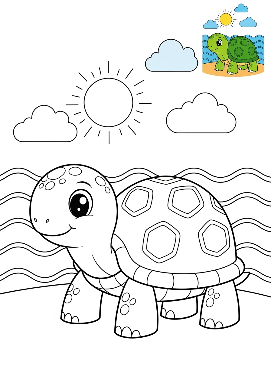 medium animals Popular Animals for Kids turtle kids coloring page 0