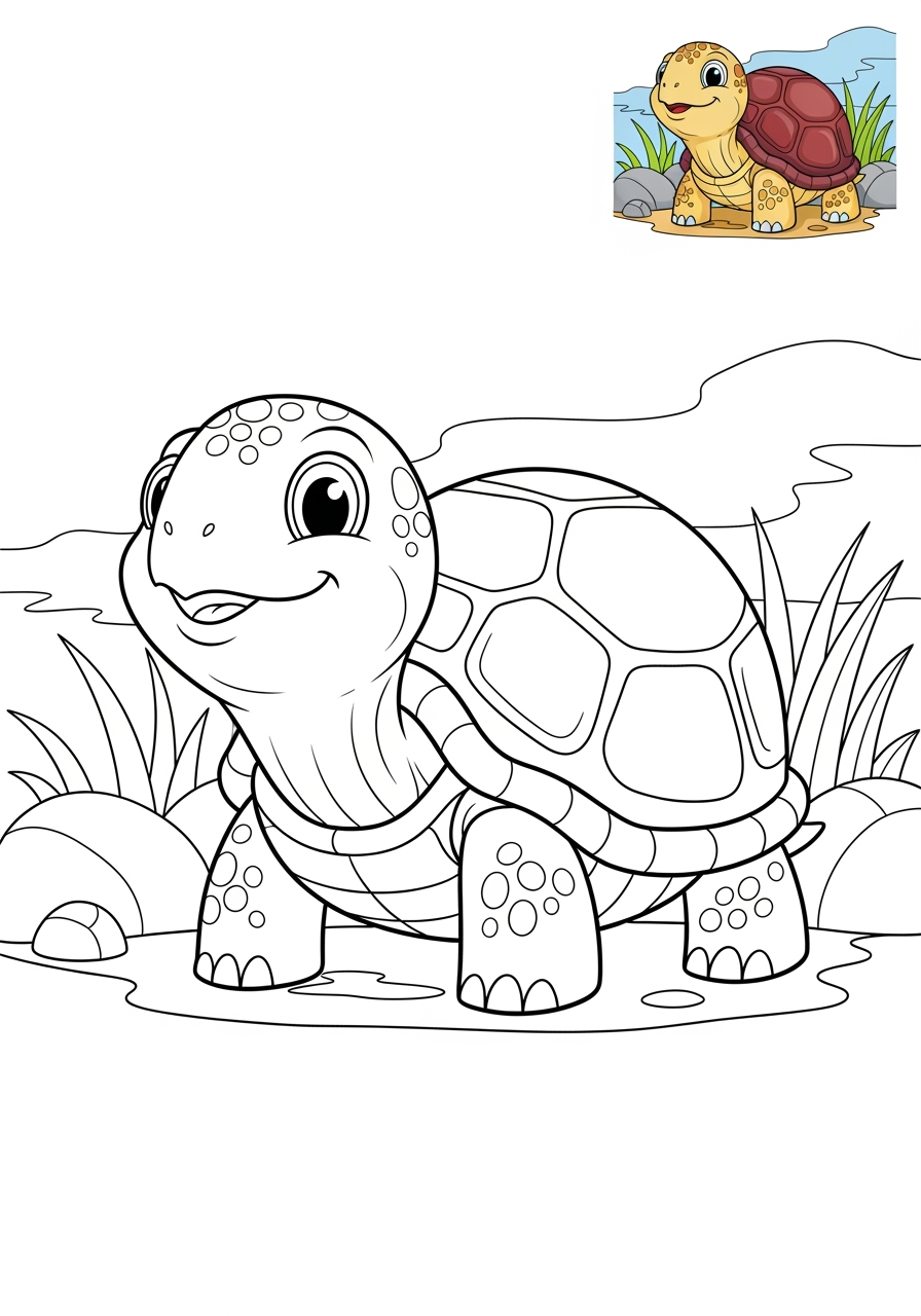 medium animals Popular Animals for Kids turtle kids coloring page 1