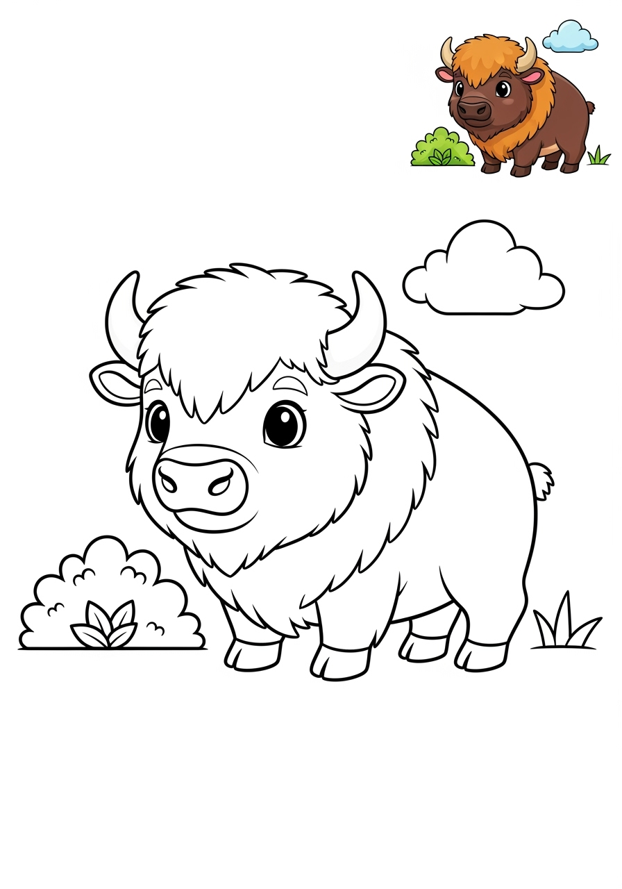 medium animals Zoo & Safari Favoriten bison kids coloring page 0