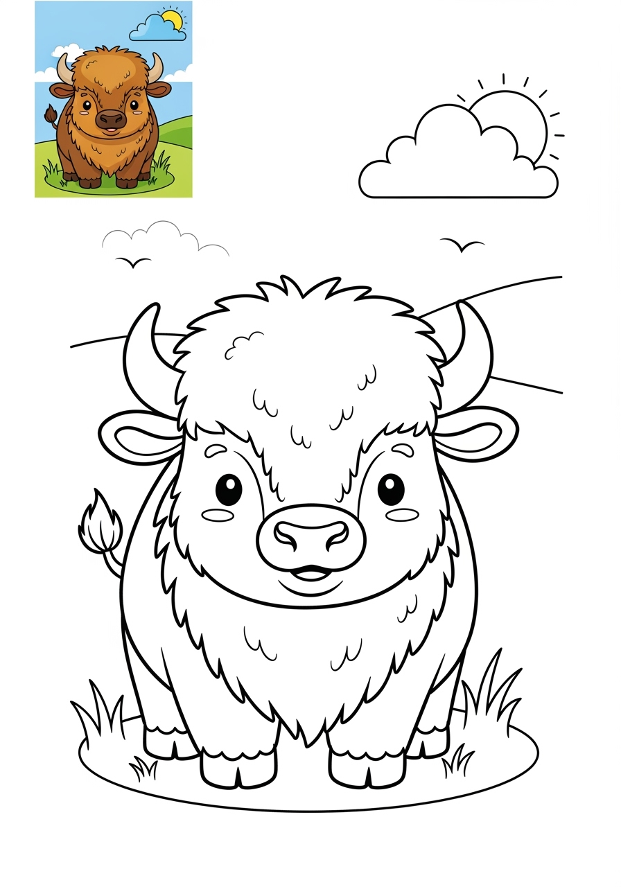 medium animals Zoo & Safari Favoriten bison kids coloring page 1