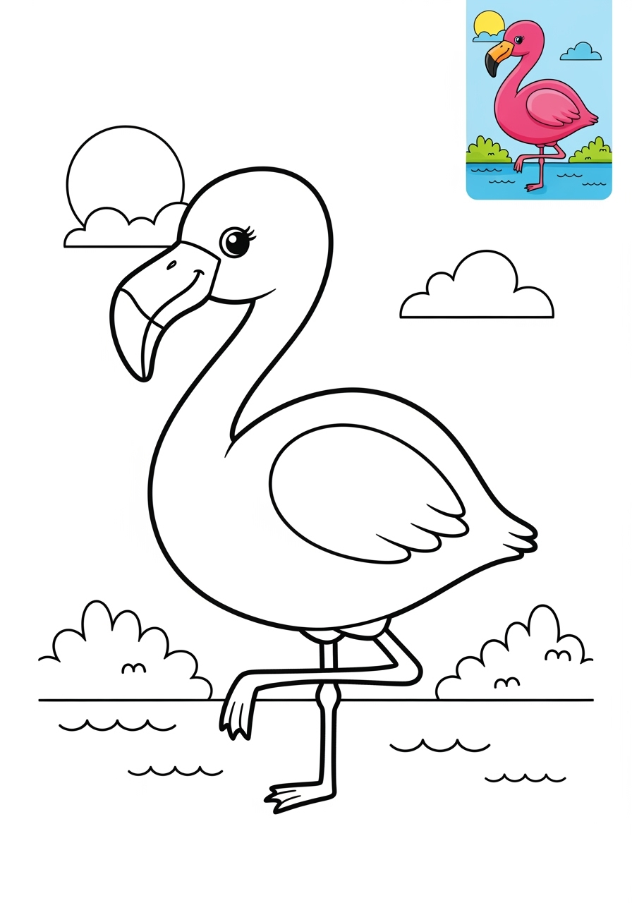medium animals Zoo & Safari Favoriten flamingo kids coloring page 0