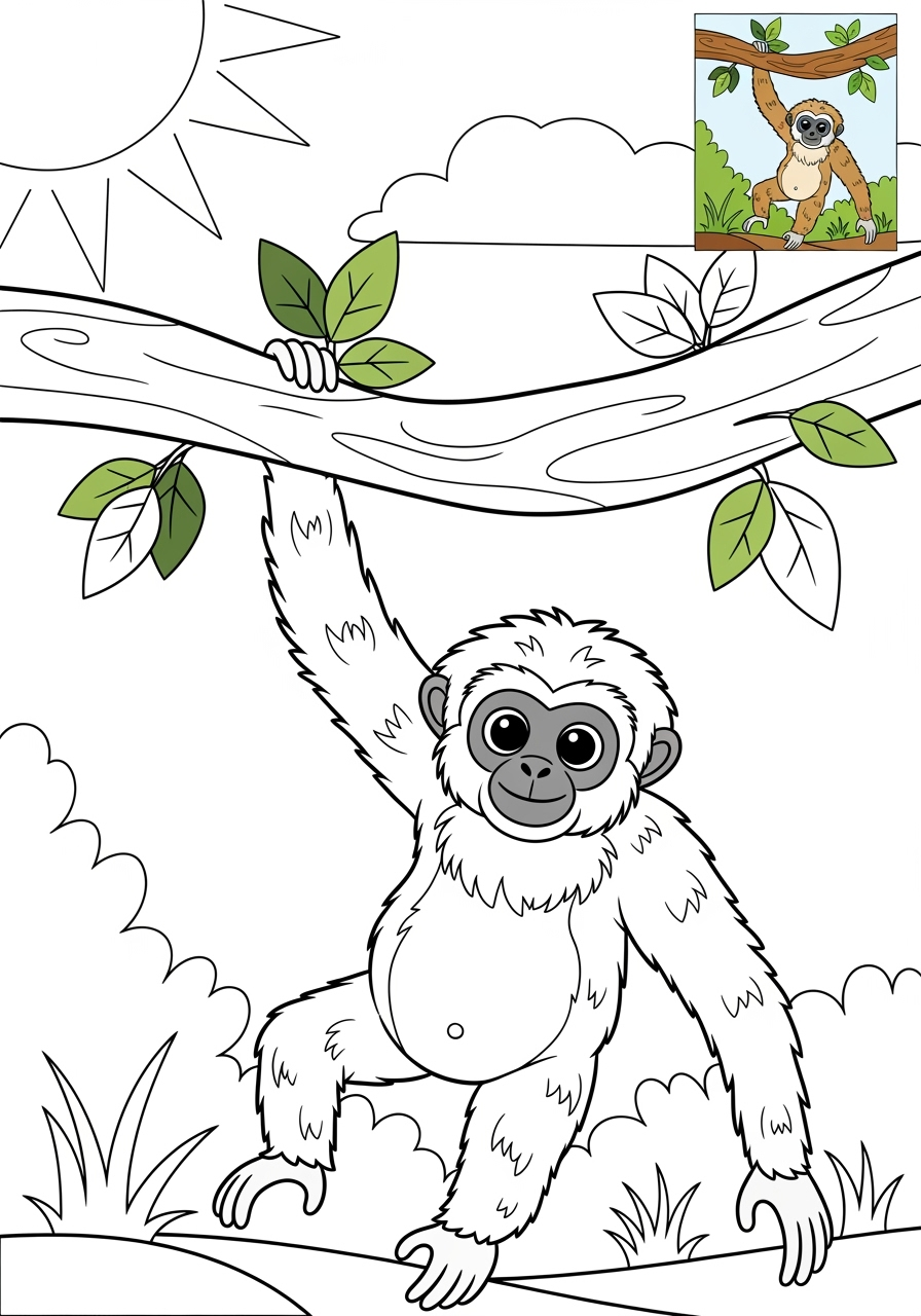 medium animals Zoo & Safari Favoriten gibbon kids coloring page 0