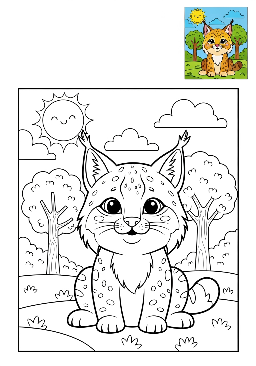 medium animals Zoo & Safari Favoriten lynx kids coloring page 0