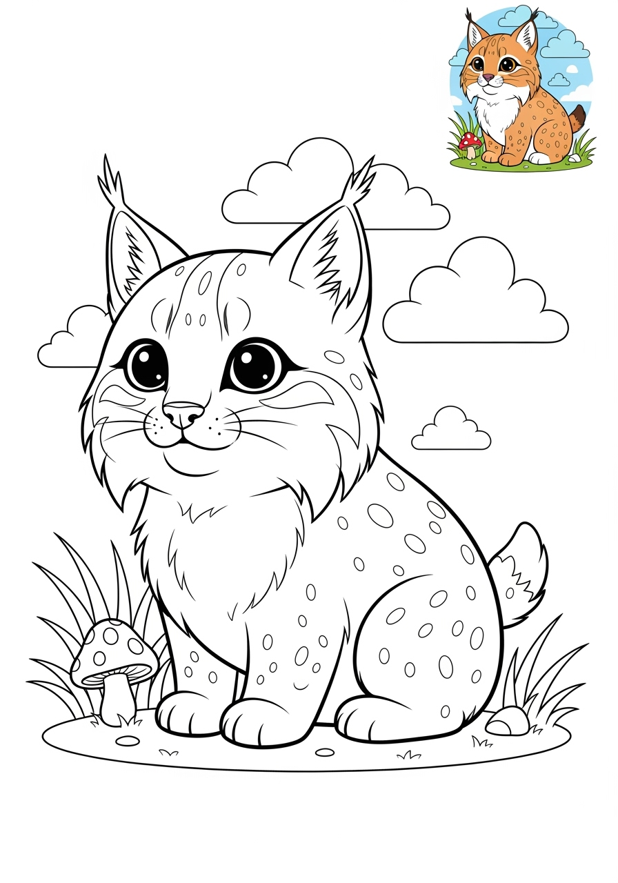 medium animals Zoo & Safari Favoriten lynx kids coloring page 1