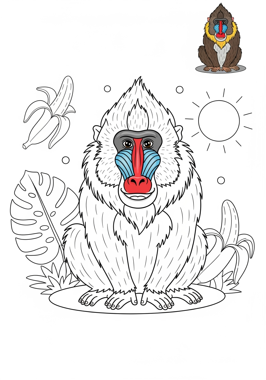 medium animals Zoo & Safari Favoriten mandrill kids coloring page 1