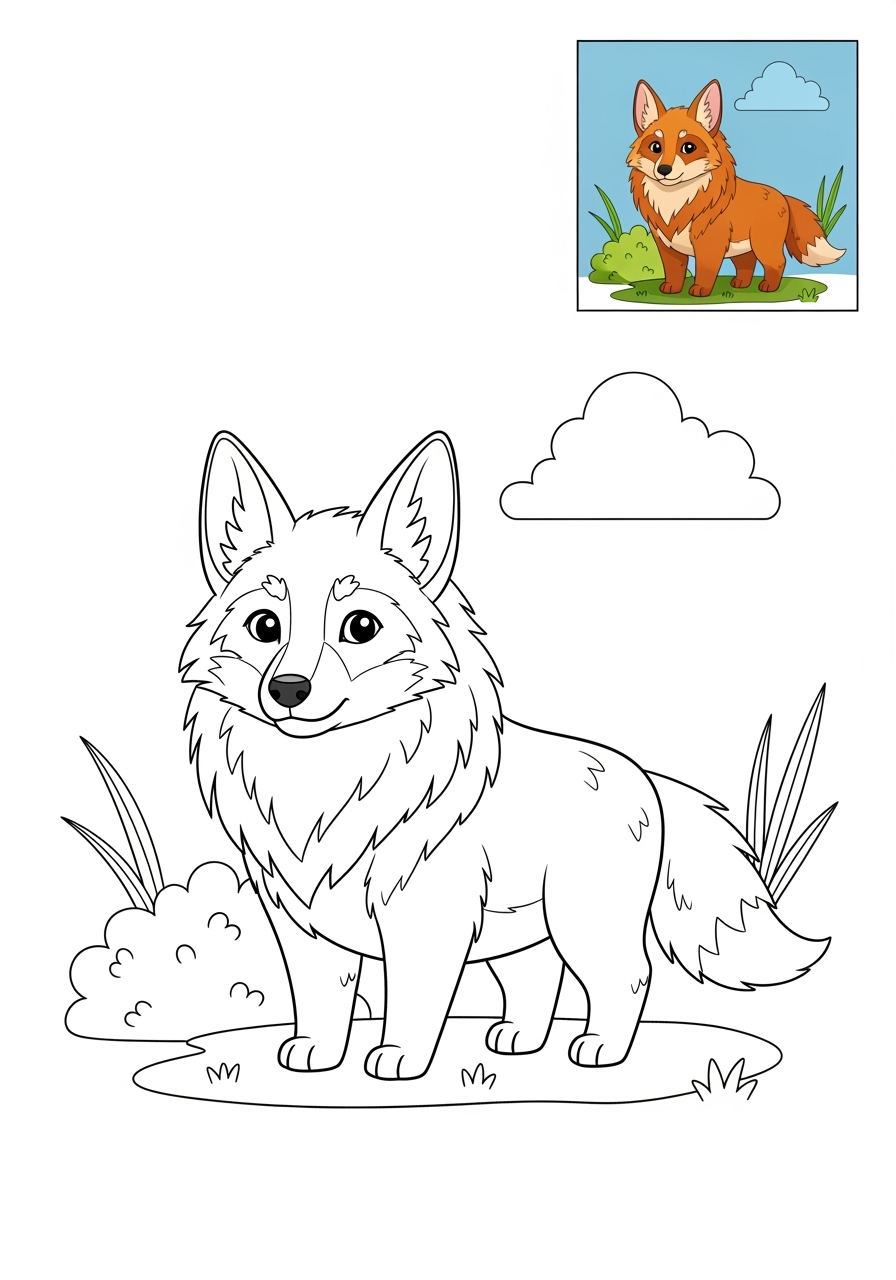 medium animals Zoo & Safari Favoriten maned wolf kids coloring page 1