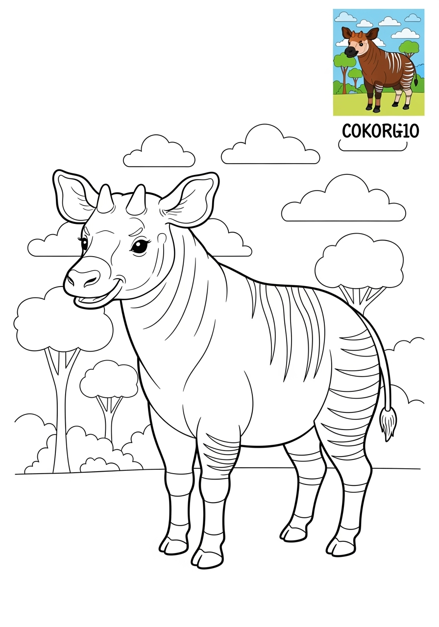 medium animals Zoo & Safari Favoriten okapi kids coloring page 0