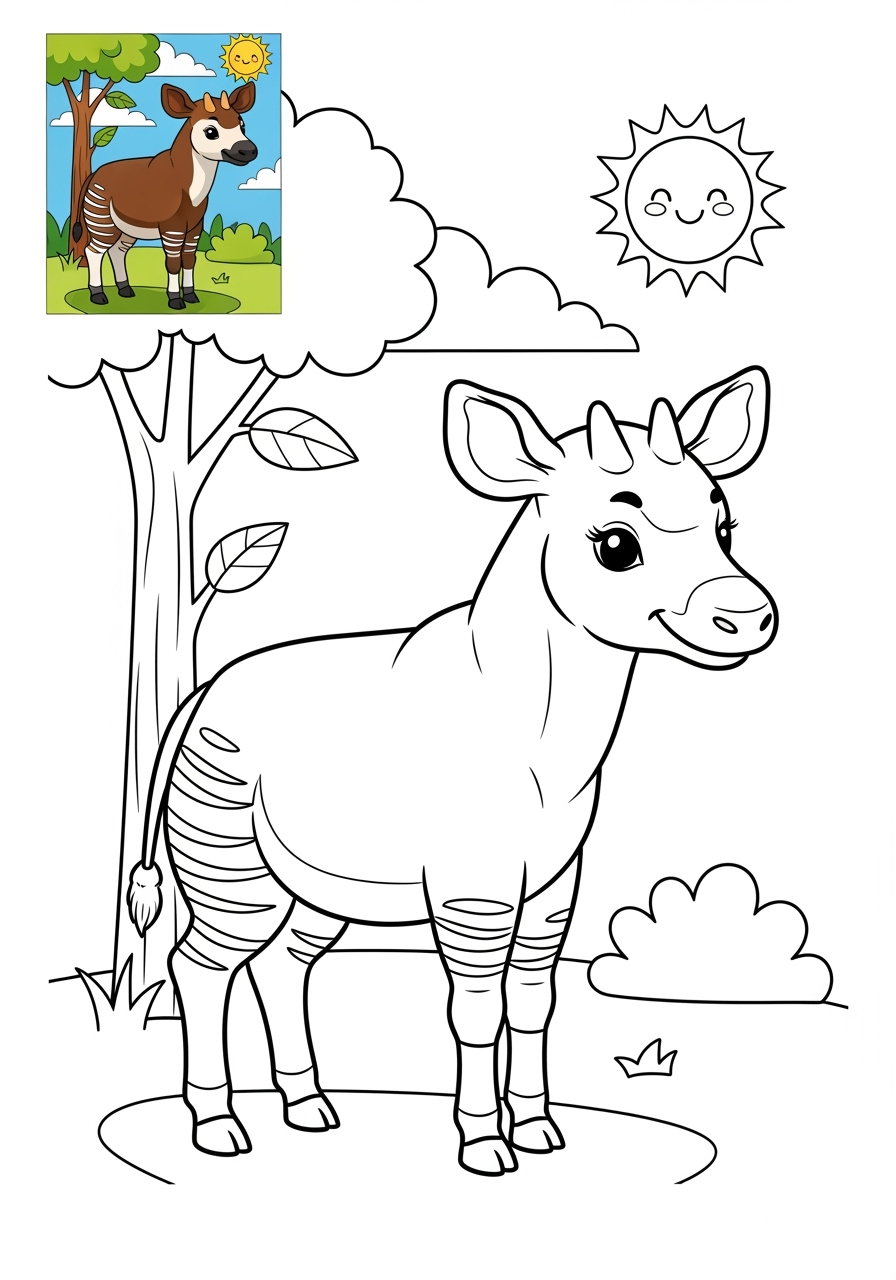 medium animals Zoo & Safari Favoriten okapi kids coloring page 1