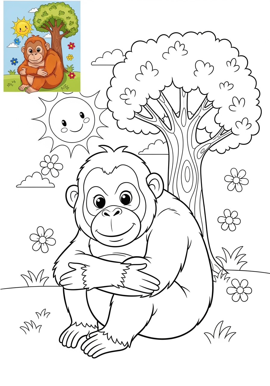 medium animals Zoo & Safari Favoriten orangutan kids coloring page 0