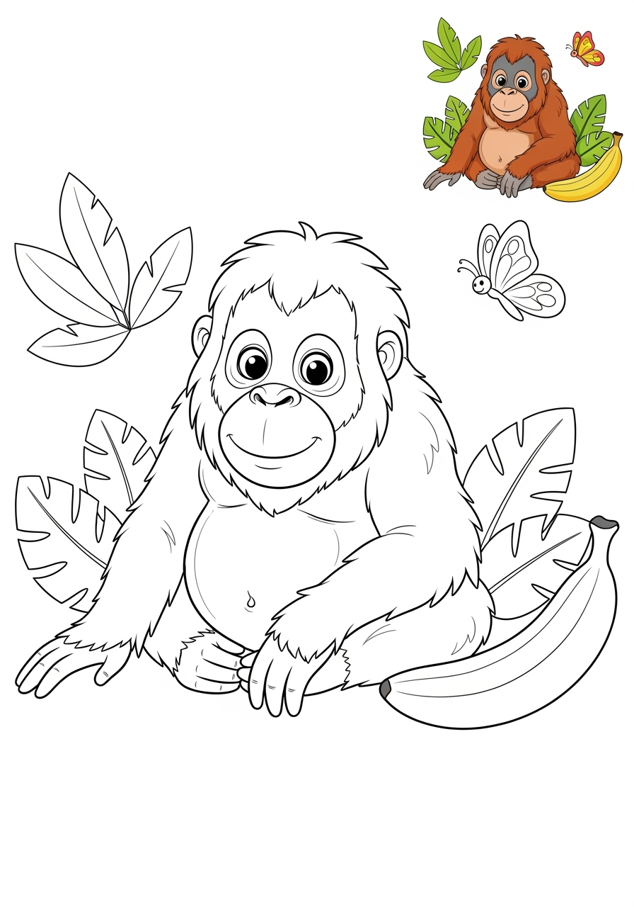 medium animals Zoo & Safari Favoriten orangutan kids coloring page 1