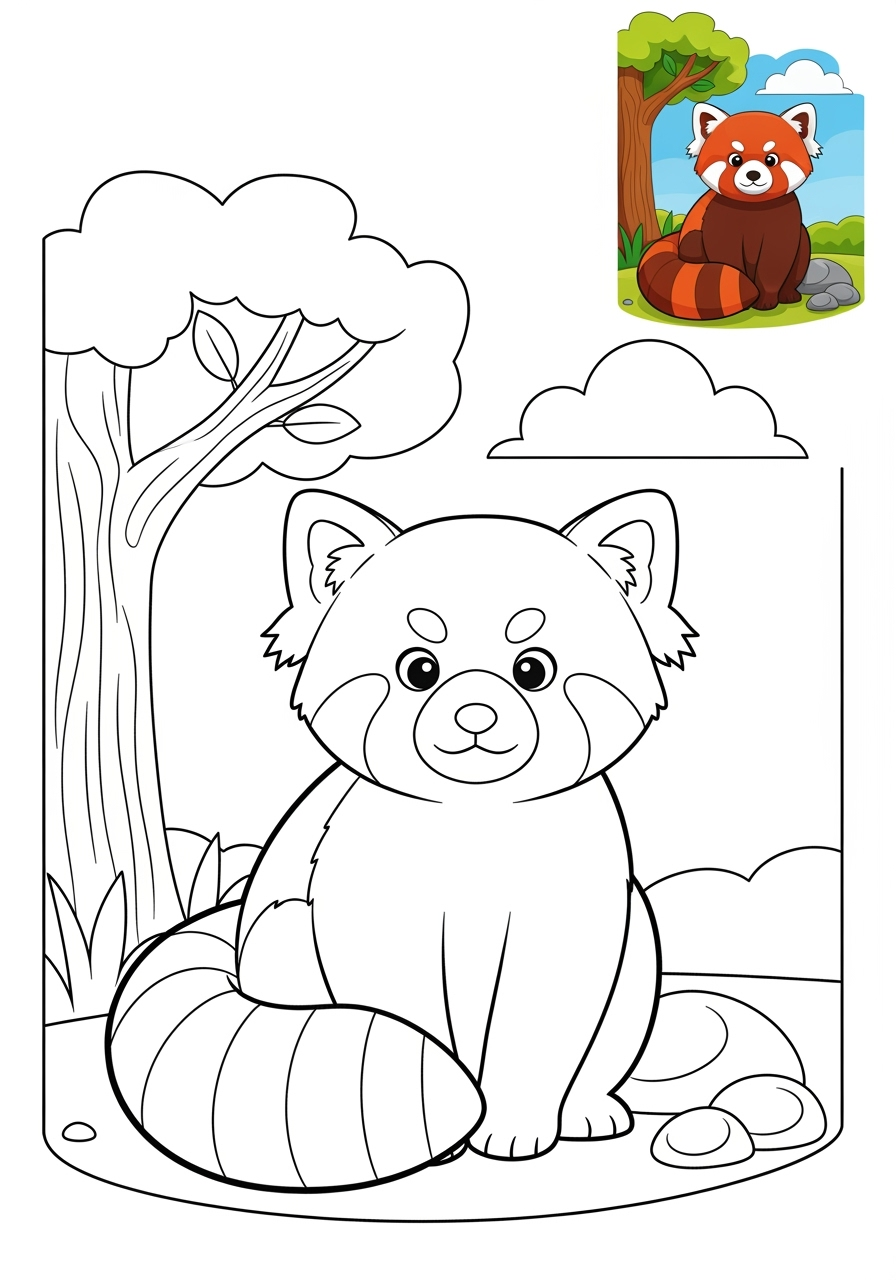 medium animals Zoo & Safari Favoriten red panda kids coloring page 0