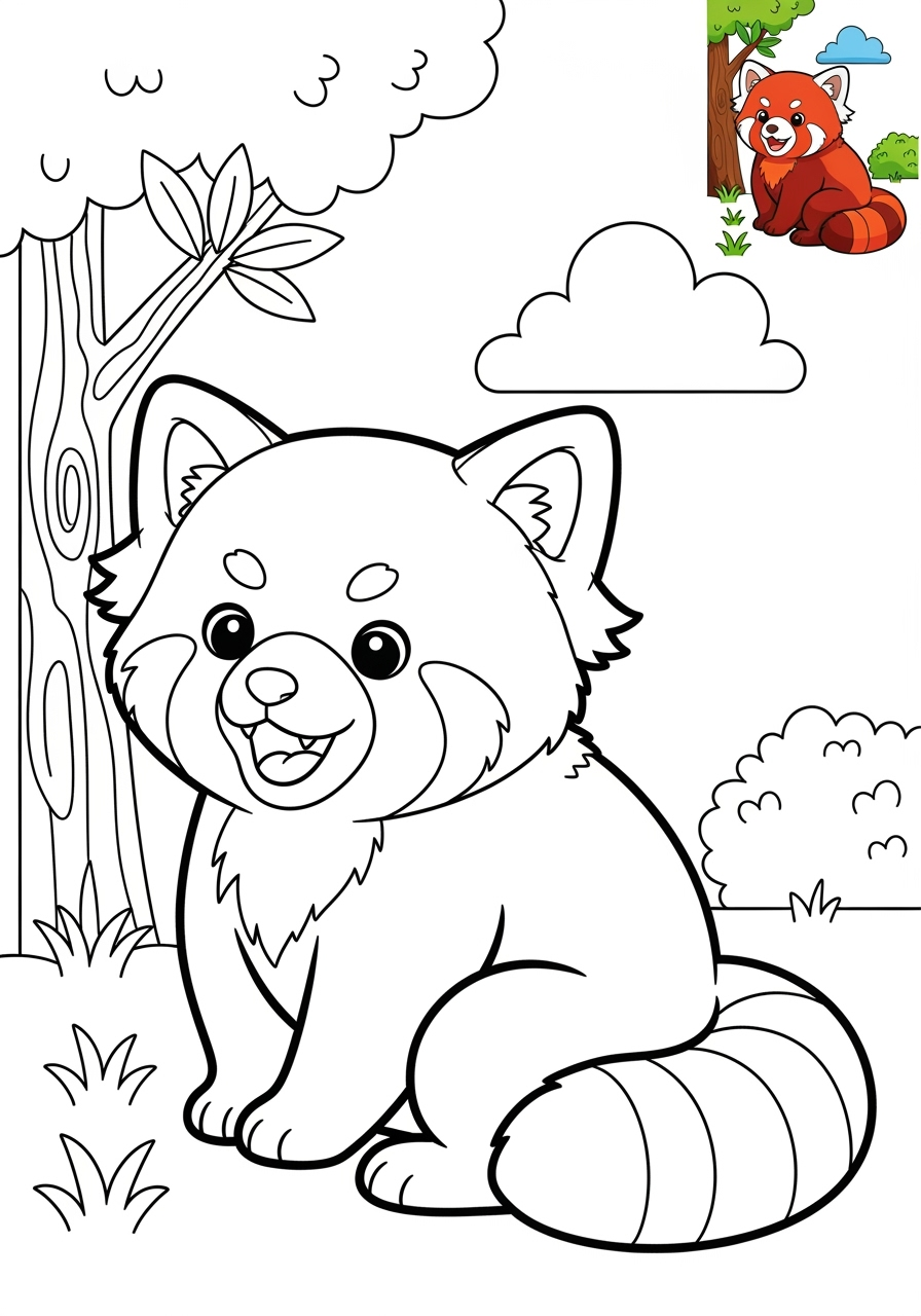 medium animals Zoo & Safari Favoriten red panda kids coloring page 1