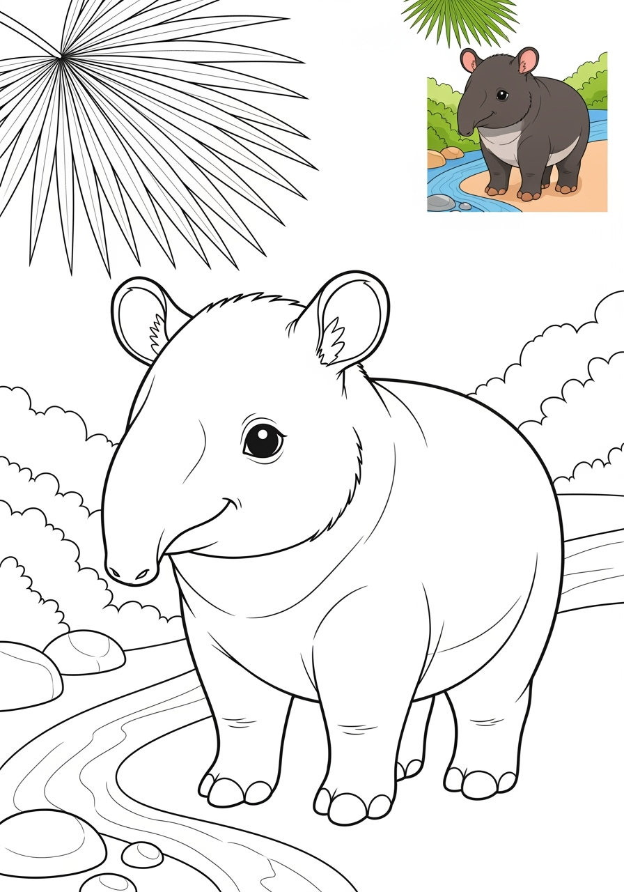 medium animals Zoo & Safari Favoriten tapir kids coloring page 0