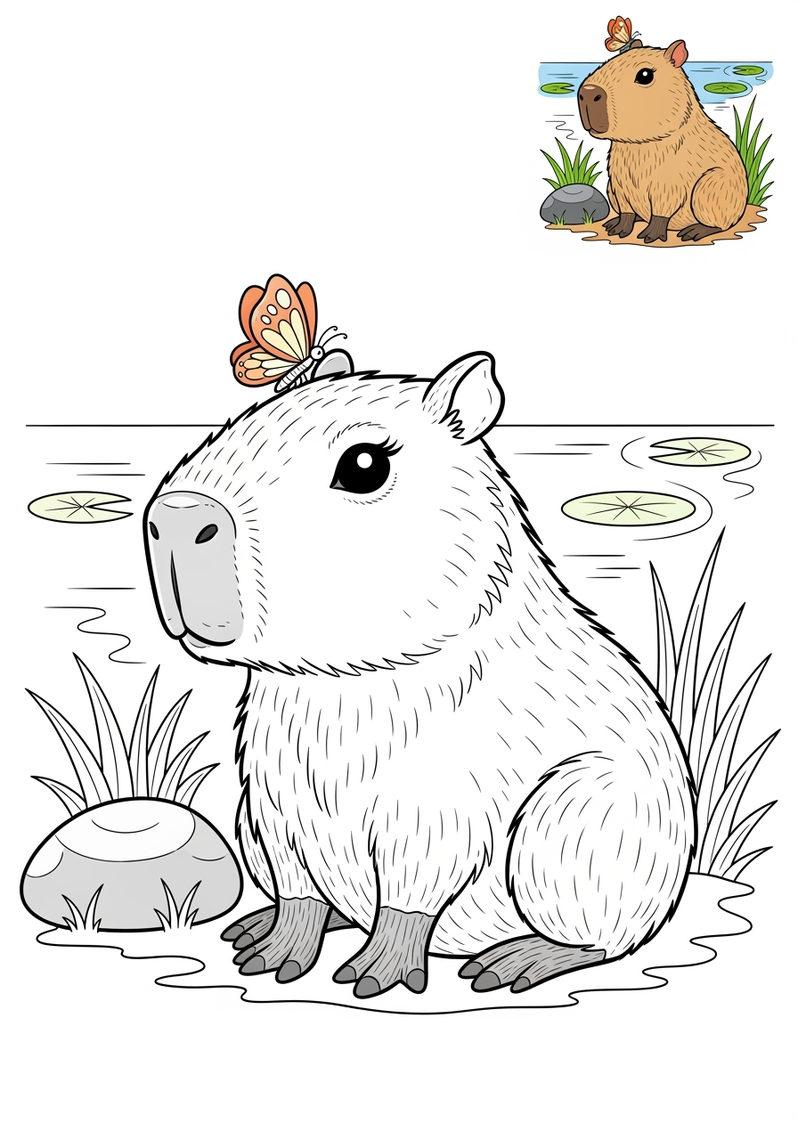 medium animals Rừng Nhiệt Đới capybara kids coloring page 0