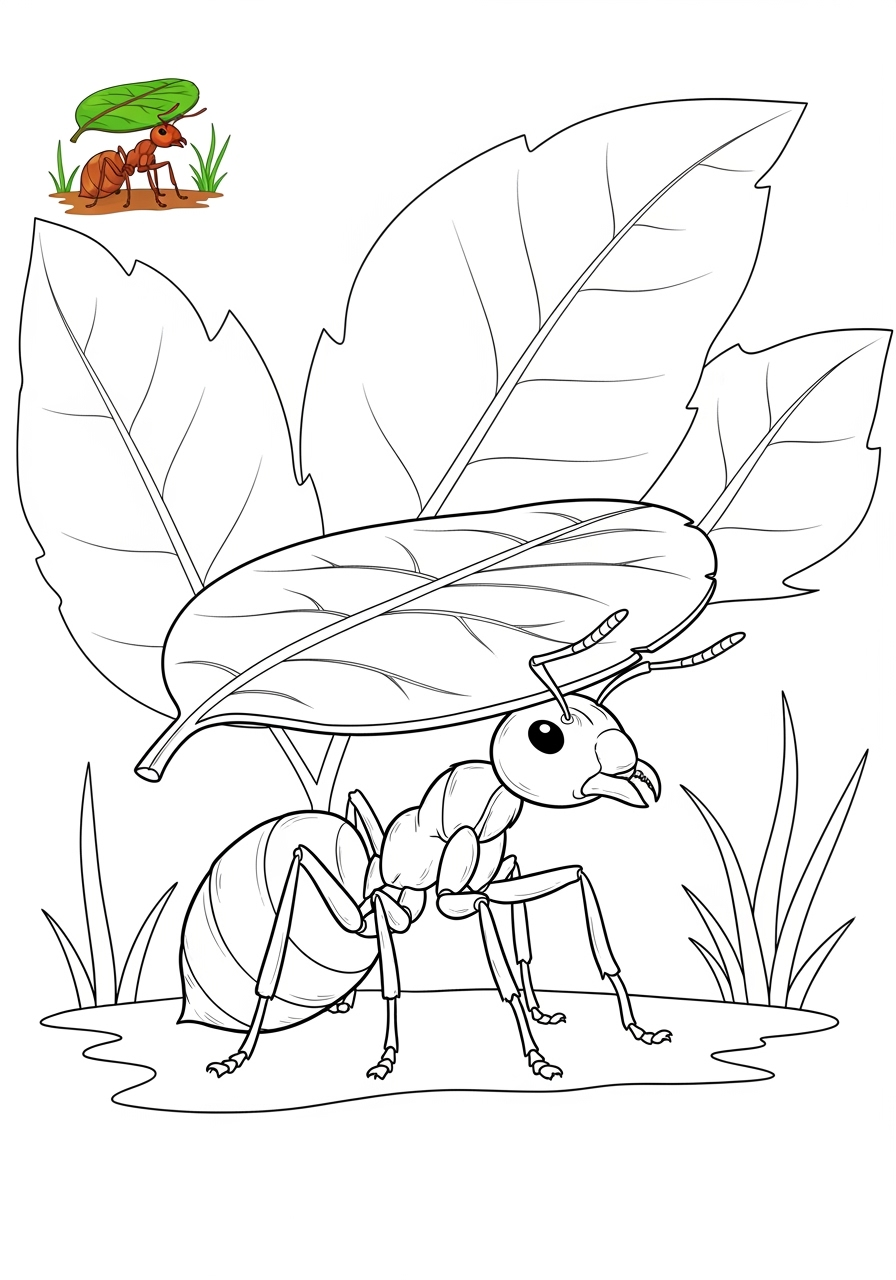 medium animals Rừng Nhiệt Đới leafcutter ant kids coloring page 1