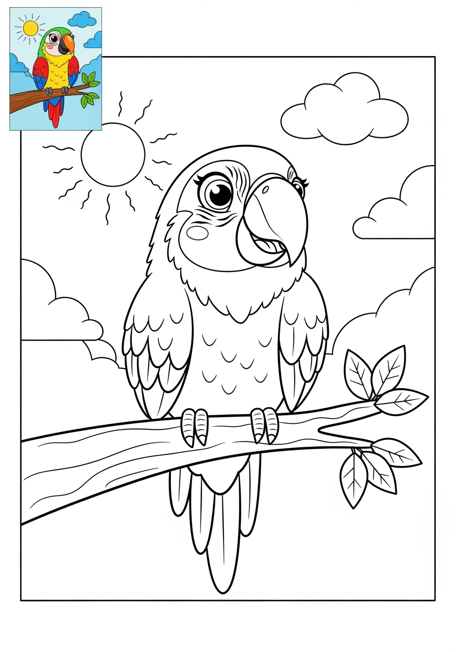 medium animals Rừng Nhiệt Đới macaw kids coloring page 0