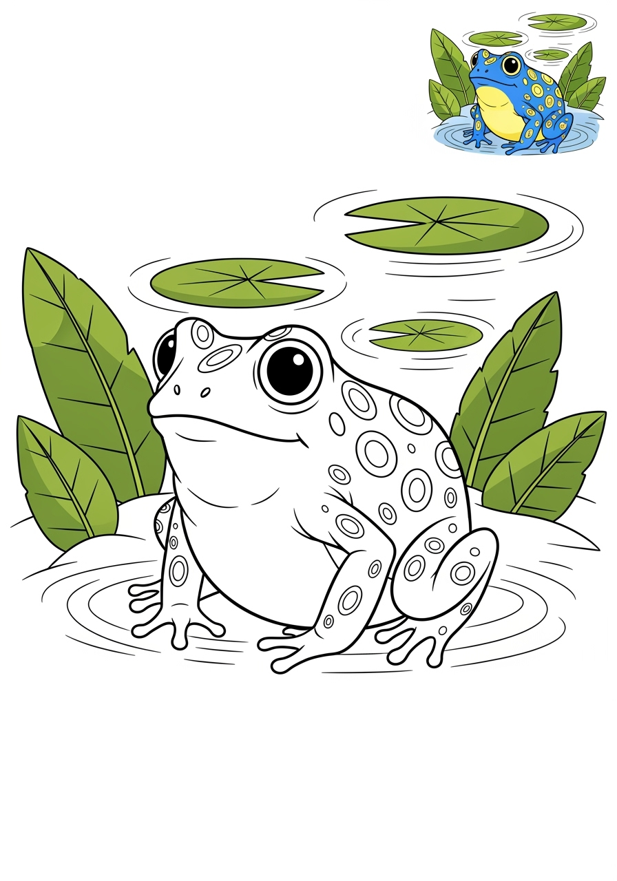 medium animals Rừng Nhiệt Đới poison dart frog kids coloring page 0